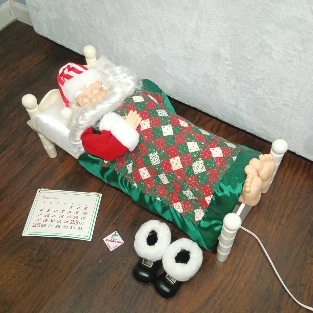Vintage 1992 Telco Motionette Animated Christmas Sleeping Snoring Santa CLEAN